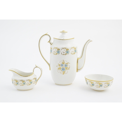 183 - A Royal Crown Derby coffee set in the Blue Pimpernel pattern, comprising coffee pot, milk jug, sugar... 