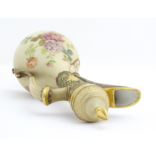 194 - A Continental Fischer & Mieg ewer and cover with floral detail and gilt highlights. Marked under. Ap... 