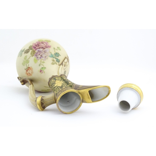 194 - A Continental Fischer & Mieg ewer and cover with floral detail and gilt highlights. Marked under. Ap... 