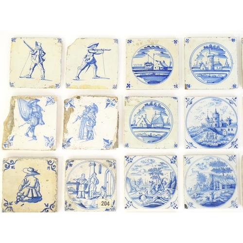 161 - A quantity of assorted blue and white Delft tiles to include figures, landscapes, buildings, castles... 