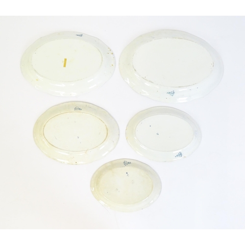 179 - A graduated set of five Bishop & Stonier oval meat plates in the Edna pattern. Marked under. Largest... 