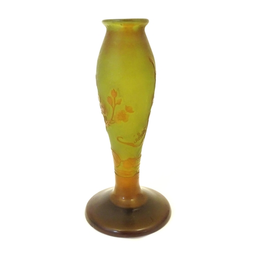 207 - A Galle cameo glass vase with floral and foliate detail Approx 8 1/4