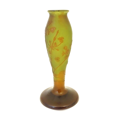 207 - A Galle cameo glass vase with floral and foliate detail Approx 8 1/4