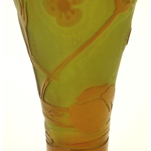 207 - A Galle cameo glass vase with floral and foliate detail Approx 8 1/4