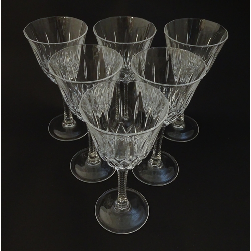 210 - A set of 6 cut crystal wine glasses Approx 7 1/4