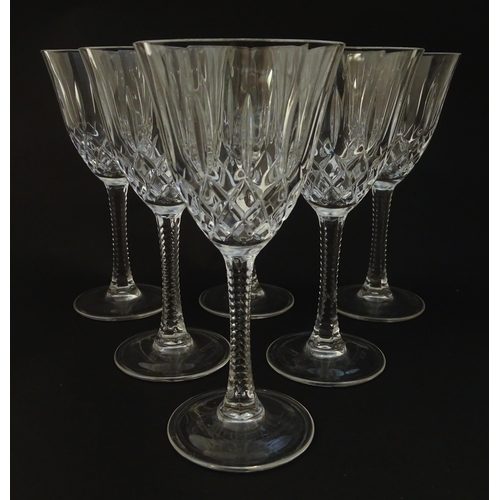 210 - A set of 6 cut crystal wine glasses Approx 7 1/4