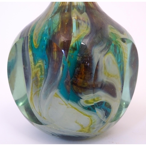 212 - Two items of studio glass comprising a Mdina glass vase signed under Mdina Glass 1977 and with desig... 