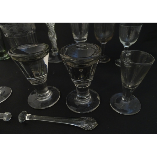 256 - A quantity of Georgian and later glassware to include various drinking glasses, toastmaster glass, p... 