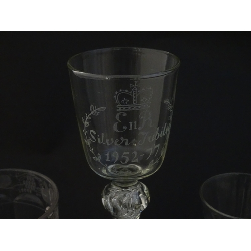 256 - A quantity of Georgian and later glassware to include various drinking glasses, toastmaster glass, p... 