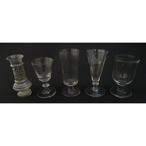 256 - A quantity of Georgian and later glassware to include various drinking glasses, toastmaster glass, p... 