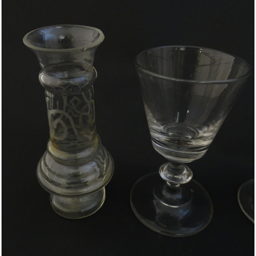 256 - A quantity of Georgian and later glassware to include various drinking glasses, toastmaster glass, p... 