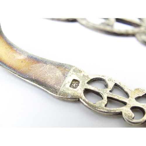 332 - 18thC Silver sugar tongs with shell formed grips. maker Philip Batchelor