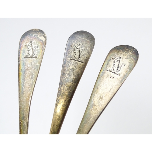 338 - Six 19thC silver teaspoons to include Three hallmarked London 1821 maker WS, two hallmarked London 1... 