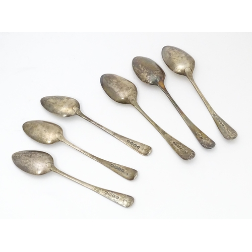 338 - Six 19thC silver teaspoons to include Three hallmarked London 1821 maker WS, two hallmarked London 1... 