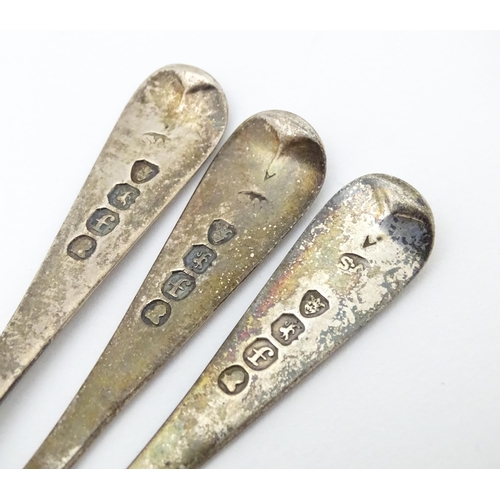 338 - Six 19thC silver teaspoons to include Three hallmarked London 1821 maker WS, two hallmarked London 1... 