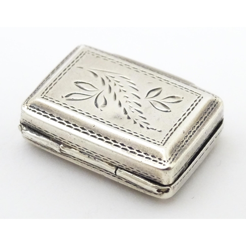 342 - A Geo III silver vinaigrette with gilded interior and pierced grille. Hallmarked Birmingham 1825 mak... 