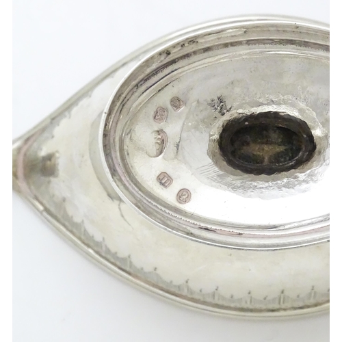 355 - A George III silver salt of navette shape. Hallmarked London 1787 maker Robert Hennell . 5 1/2