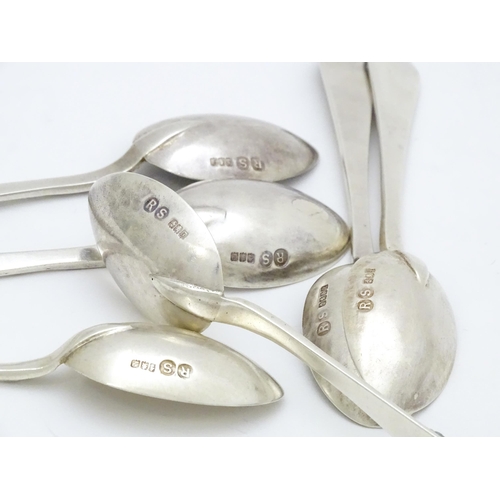 364 - Six Scottish Celtic point teaspoons with Celtic decoration and unusually decorated with image to han... 