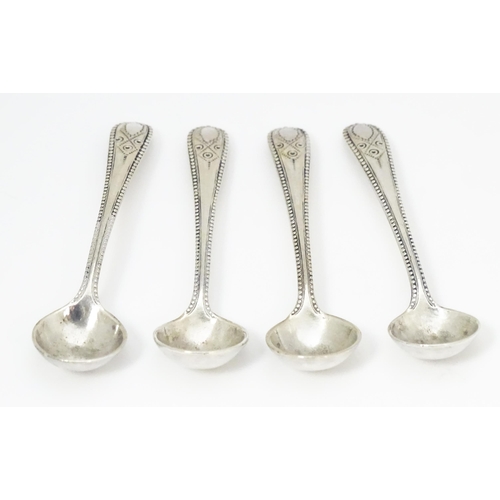 369 - A set of four Victorian silver salt spoons Sheffield 1874 maker Martin, Hall & Co (Richard Martin & ... 