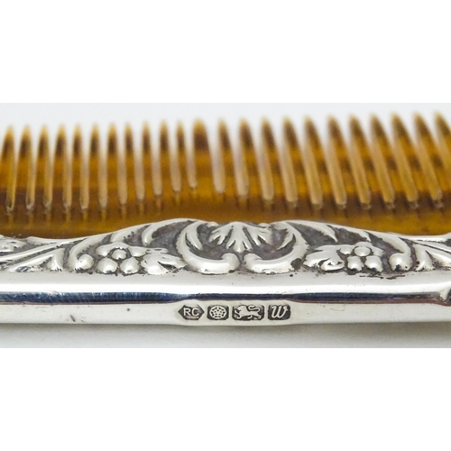 371 - A silver mounted comb, hallmarked Sheffield 1996 maker Carrs of Sheffield Ltd.  Approx. 6 1/2