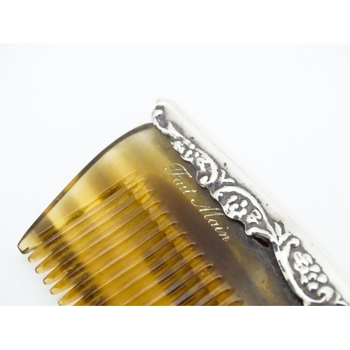 371 - A silver mounted comb, hallmarked Sheffield 1996 maker Carrs of Sheffield Ltd.  Approx. 6 1/2