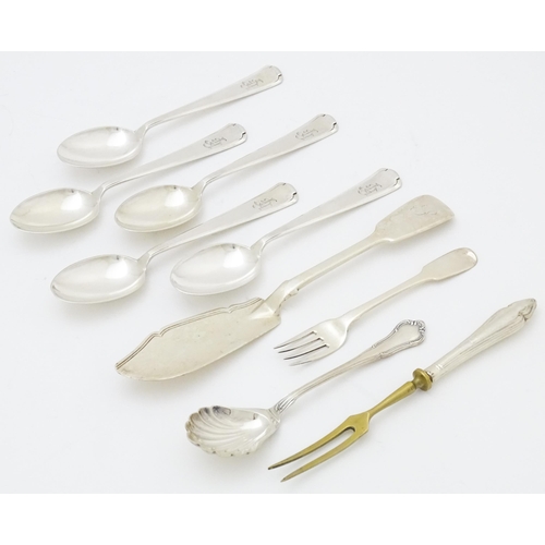 388 - Assorted silver to include five German teaspoons 5 1/2