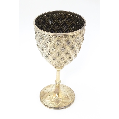 424 - Rowing Interest - Oarsman Walter Bradford Woodgate : A Victorian silver goblet formed trophy cup eng... 