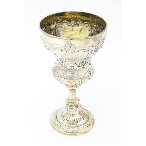 425 - Rowing Interest - Oarsman Walter Bradford Woodgate : A Victorian silver goblet formed trophy cup wit... 