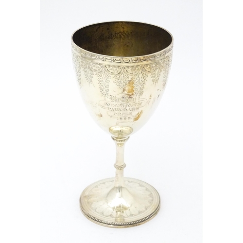 426 - Rowing Interest - Oarsman Walter Bradford Woodgate : A Victorian silver goblet formed trophy cup wit... 