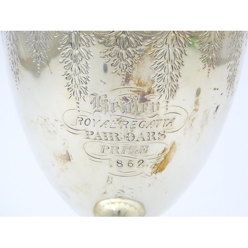 426 - Rowing Interest - Oarsman Walter Bradford Woodgate : A Victorian silver goblet formed trophy cup wit... 