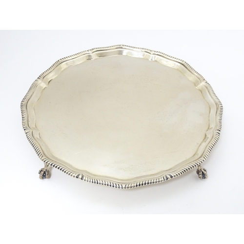 436 - A silver salver, hallmarked Sheffield 1917 maker Mappin & Webb. 10 1/4