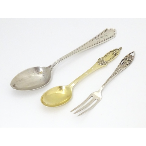 523 - A commemorative silver gilt spoon, the handle surmounted by image of Queen Alexandra, hallmarked She... 