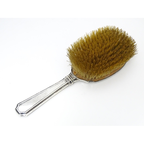 525 - An Art Deco silver backed hair brush with engine turned decoration hallmarked Birmingham 1927, maker... 