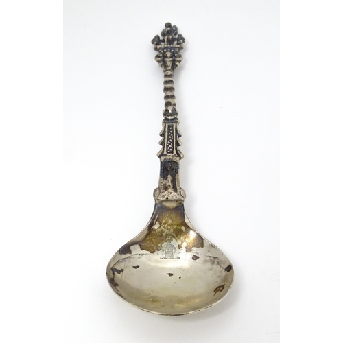 527 - A quantity of silver and white metal items to include toddy ladle, Continental silver spoon with fig... 