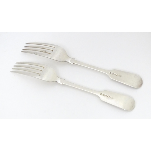 529 - A pair of Victorian silver Fiddle pattern dessert forks hallmarked London 1870, maker Henry Holland.... 