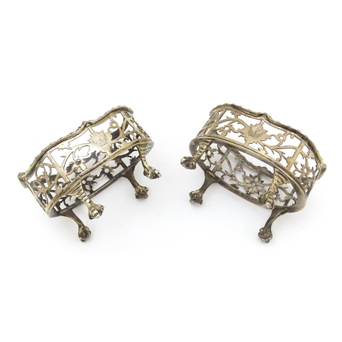 532 - Two Victorian silver salts with pierced decoration, hallmarked London 1851/ 55, maker John Wilmin Fi... 