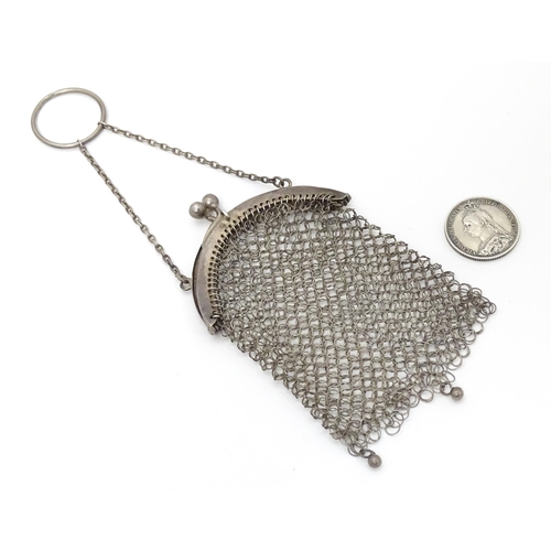 578 - A silver purse of chain mesh form, hallmarked Birmingham 1911, maker S. Blanckensee & Sons Ltd. Toge... 