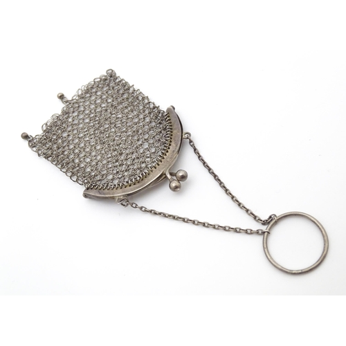 578 - A silver purse of chain mesh form, hallmarked Birmingham 1911, maker S. Blanckensee & Sons Ltd. Toge... 