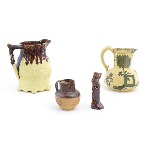 110 - Four assorted Victorian and later stoneware items to include a Royal Doulton jug, a small Doulton La... 