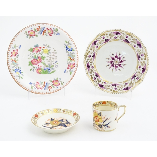 142 - Assorted ceramics to include a Bloor Derby plate with floral and foliate detail, a Davenport plate w... 