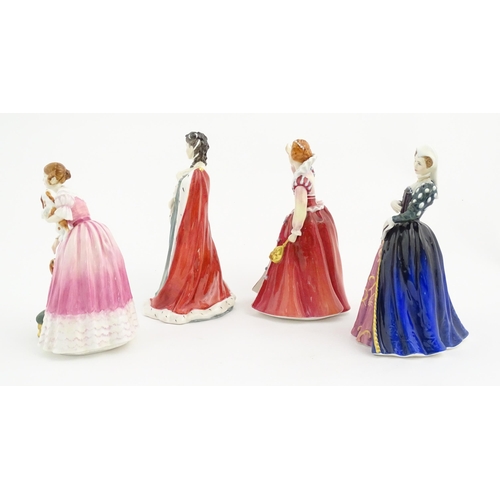 165 - Four Royal Doulton ladies from the Queens of the Realm series comprising Queen Victorian HN3125, Mar... 