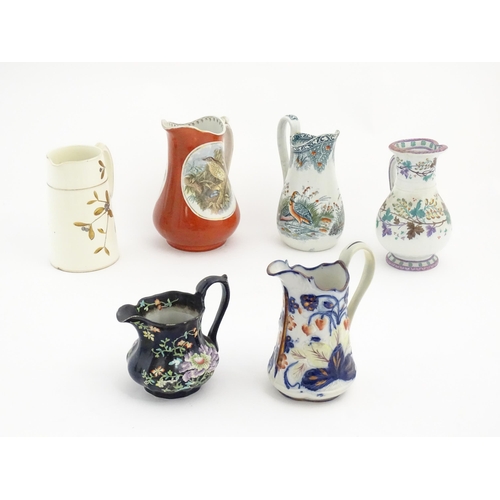 168 - Six assorted 19thC and later jugs to include a Masons ironstone example in the Black Chinese pattern... 