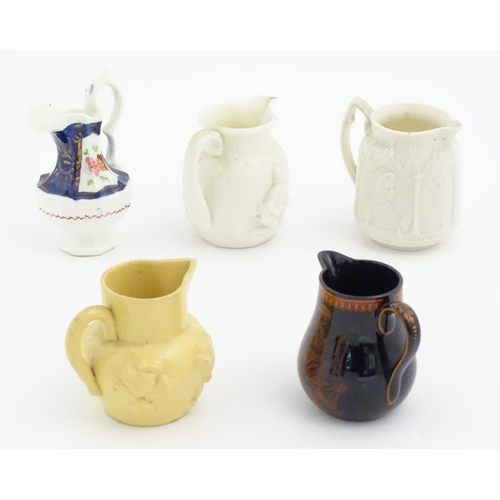 171 - Five assorted Victorian and later miniature jugs to include a hand painted example with floral detai... 