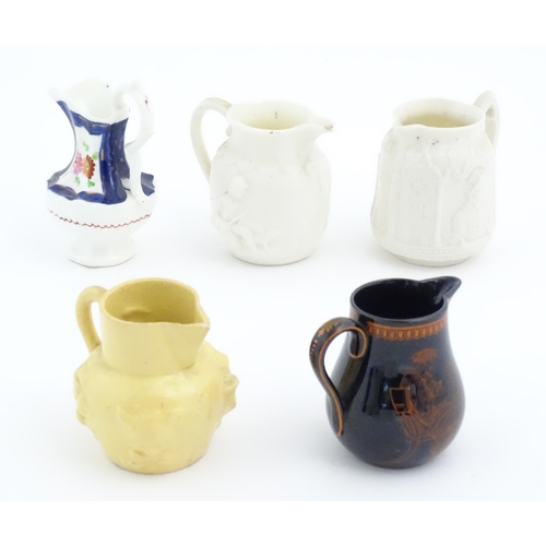 171 - Five assorted Victorian and later miniature jugs to include a hand painted example with floral detai... 