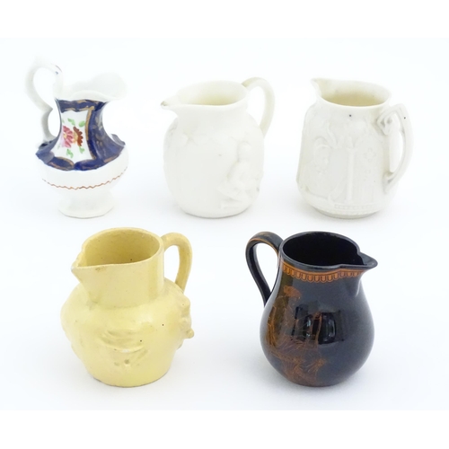 171 - Five assorted Victorian and later miniature jugs to include a hand painted example with floral detai... 