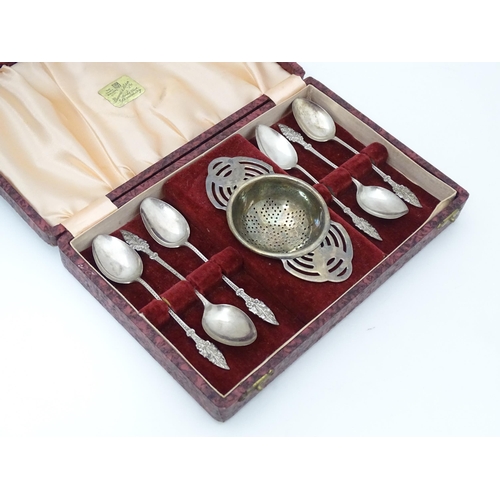 608 - A set of Six silver teaspoons with floral detail to handles hallmarked Birmingham 1923 maker Robert ... 