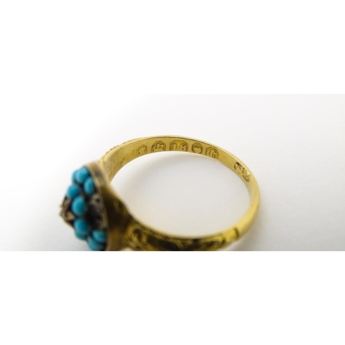 695 - An 18ct gold ring set with sapphires and diamonds. Together with a Victorian 18ct gold ring set with... 