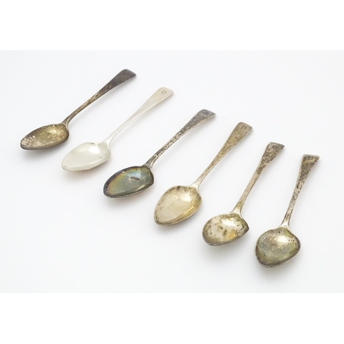 351 - Six Geo III silver spoons  comprising two hallmarked London 1811 maker Solomon Hougham, two hallmark... 