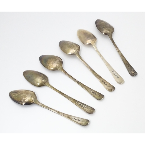 351 - Six Geo III silver spoons  comprising two hallmarked London 1811 maker Solomon Hougham, two hallmark... 