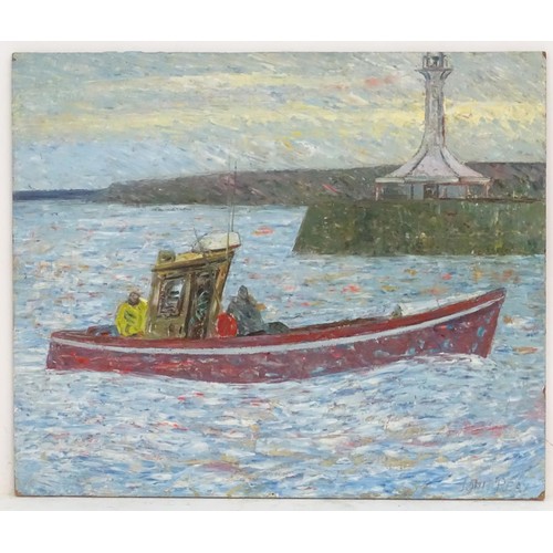 1720 - John Reay (1947-2011), English / East Anglia School, oil on board, Fishing boat coming into harbour.... 